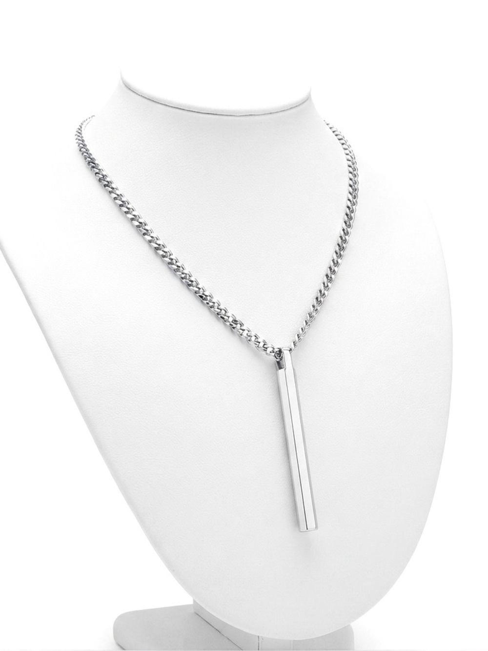 New Sterling Silver Unisex Minimalist Bohemian Handmade Vertical Bar Necklace